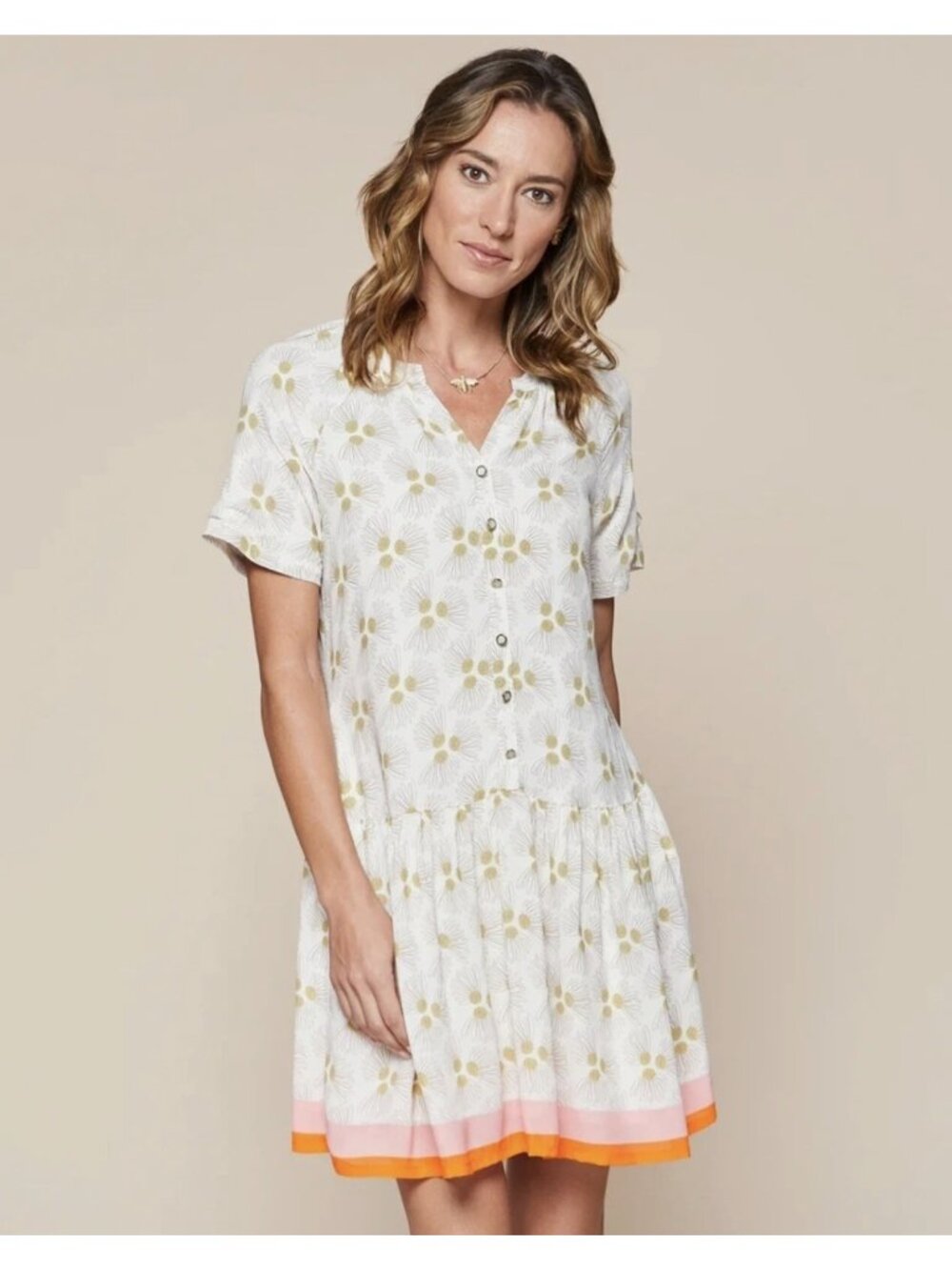 SPARTINA 449 Daisy Poppy Floral Button Front Short Sleeve Dress Size S